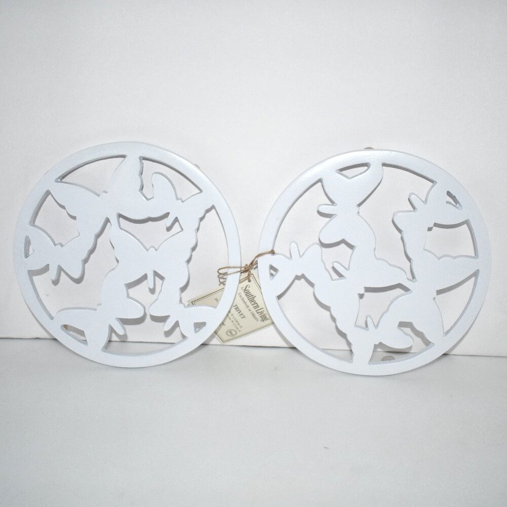 Southern Living Butterfly Metal Trivets, Set of 2, White #ES25EAS003 NWT